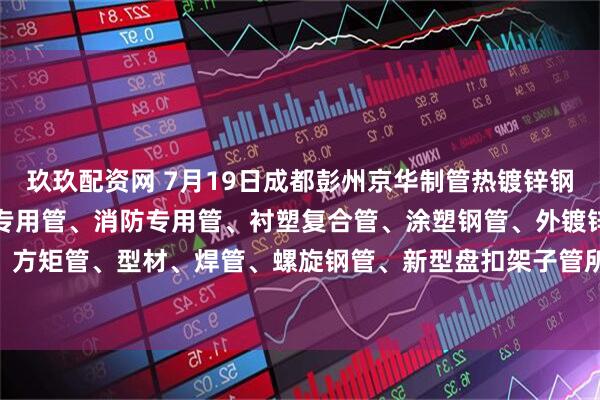 玖玖配资网 7月19日成都彭州京华制管热镀锌钢管、热镀锌方矩管、燃气专用管、消防专用管、衬塑复合管、涂塑钢管、外镀锌内涂塑钢管、方矩管、型材、焊管、螺旋钢管、新型盘扣架子管所有产品出厂价格上调50元/吨。